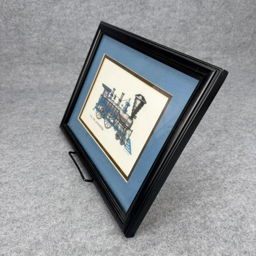 Framed Cross Stitch The 440 Washington Steam Locomotive Train Artwork CLT 92